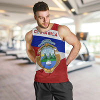 Costa Rica Flag Men Tank Top Red White Blue with National Coat of Arms and Shield Design - Wonder Print Shop