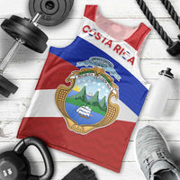 Costa Rica Flag Men Tank Top Red White Blue with National Coat of Arms and Shield Design - Wonder Print Shop