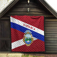 Costa Rica Flag Quilt Red White Blue with National Coat of Arms and Shield Design - Wonder Print Shop