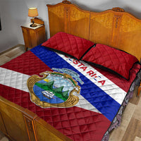 Costa Rica Flag Quilt Bed Set Red White Blue with National Coat of Arms and Shield Design - Wonder Print Shop