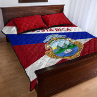 Costa Rica Flag Quilt Bed Set Red White Blue with National Coat of Arms and Shield Design - Wonder Print Shop