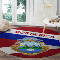 Costa Rica Flag Round Carpet Red White Blue with National Coat of Arms and Shield Design - Wonder Print Shop