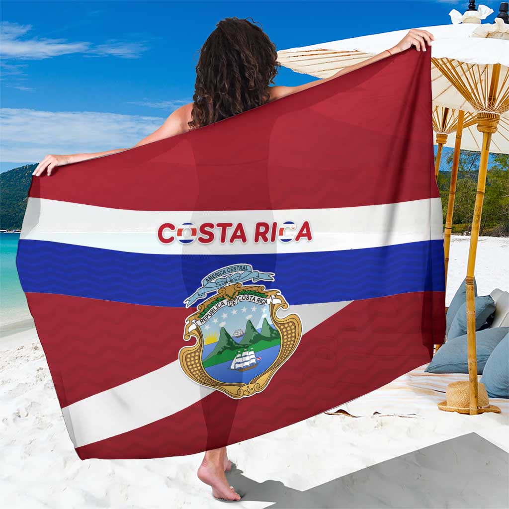 Costa Rica Flag Sarong Red White Blue with National Coat of Arms and Shield Design - Wonder Print Shop