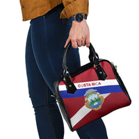 Costa Rica Flag Shoulder Handbag Red White Blue with National Coat of Arms and Shield Design - Wonder Print Shop