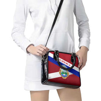 Costa Rica Flag Shoulder Handbag Red White Blue with National Coat of Arms and Shield Design - Wonder Print Shop