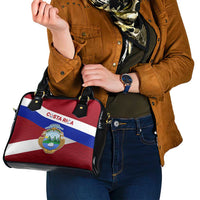 Costa Rica Flag Shoulder Handbag Red White Blue with National Coat of Arms and Shield Design - Wonder Print Shop