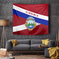 Costa Rica Flag Tapestry Red White Blue with National Coat of Arms and Shield Design - Wonder Print Shop