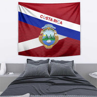 Costa Rica Flag Tapestry Red White Blue with National Coat of Arms and Shield Design - Wonder Print Shop