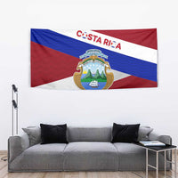 Costa Rica Flag Tapestry Red White Blue with National Coat of Arms and Shield Design - Wonder Print Shop