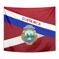 Costa Rica Flag Tapestry Red White Blue with National Coat of Arms and Shield Design - Wonder Print Shop