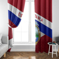 Costa Rica Flag Window Curtain Red White Blue with National Coat of Arms and Shield Design - Wonder Print Shop