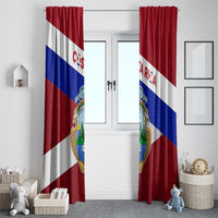 Costa Rica Flag Window Curtain Red White Blue with National Coat of Arms and Shield Design - Wonder Print Shop