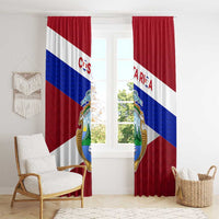 Costa Rica Flag Window Curtain Red White Blue with National Coat of Arms and Shield Design - Wonder Print Shop