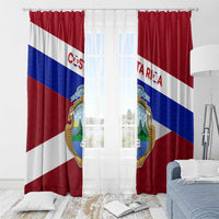 Costa Rica Flag Window Curtain Red White Blue with National Coat of Arms and Shield Design - Wonder Print Shop