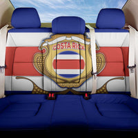 Costa Rica Flag Map Back Car Seat Cover Red White Blue with National Colors and Gold Crest Design - Wonder Print Shop