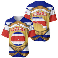 Costa Rica Flag Map Baseball Jersey Red White Blue with National Colors and Gold Crest Design - Wonder Print Shop