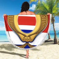 Costa Rica Flag Map Beach Blanket Red White Blue with National Colors and Gold Crest Design - Wonder Print Shop