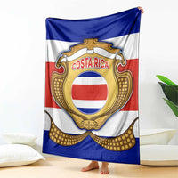 Costa Rica Flag Map Blanket Red White Blue with National Colors and Gold Crest Design - Wonder Print Shop