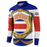 Costa Rica Flag Map Button Sweatshirt Red White Blue with National Colors and Gold Crest Design - Wonder Print Shop