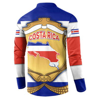 Costa Rica Flag Map Button Sweatshirt Red White Blue with National Colors and Gold Crest Design - Wonder Print Shop