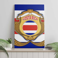 Costa Rica Flag Map Canvas Wall Art Red White Blue with National Colors and Gold Crest Design - Wonder Print Shop