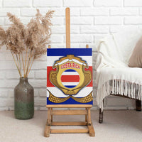 Costa Rica Flag Map Canvas Wall Art Red White Blue with National Colors and Gold Crest Design - Wonder Print Shop