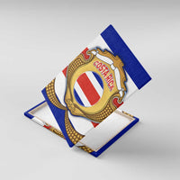 Costa Rica Flag Map Canvas Wall Art Red White Blue with National Colors and Gold Crest Design - Wonder Print Shop