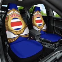 Costa Rica Flag Map Car Seat Cover Red White Blue with National Colors and Gold Crest Design - Wonder Print Shop