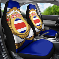 Costa Rica Flag Map Car Seat Cover Red White Blue with National Colors and Gold Crest Design - Wonder Print Shop
