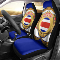 Costa Rica Flag Map Car Seat Cover Red White Blue with National Colors and Gold Crest Design - Wonder Print Shop