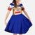 Costa Rica Flag Map Family Matching Off The Shoulder Long Sleeve Dress and Hawaiian Shirt Red White Blue with National Colors and Gold Crest Design - Wonder Print Shop