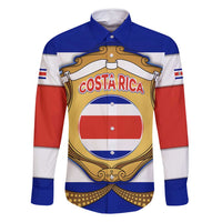 Costa Rica Flag Map Family Matching Tank Maxi Dress and Hawaiian Shirt Red White Blue with National Colors and Gold Crest Design - Wonder Print Shop