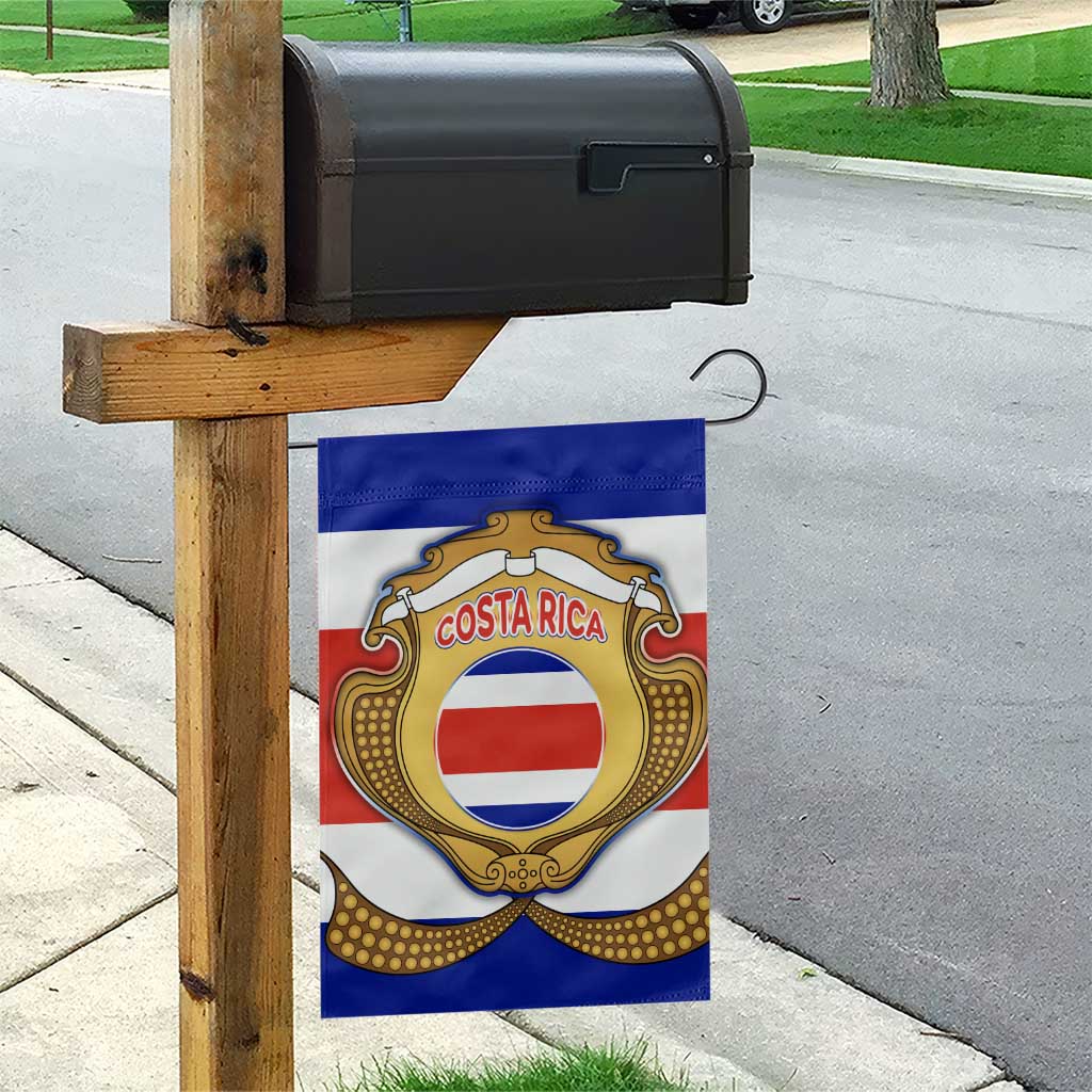 Costa Rica Flag Map Garden Flag Red White Blue with National Colors and Gold Crest Design - Wonder Print Shop