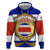 Costa Rica Flag Map Hoodie Red White Blue with National Colors and Gold Crest Design - Wonder Print Shop