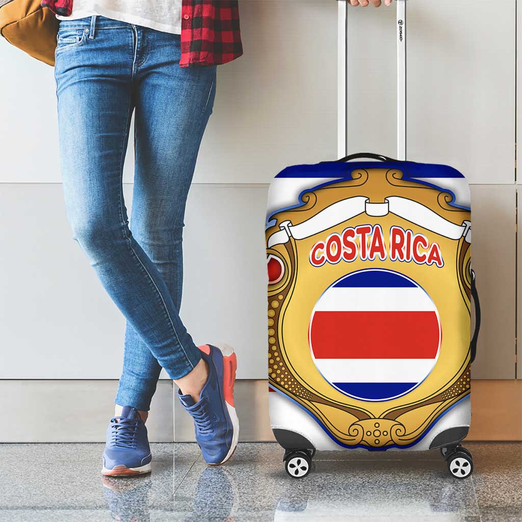 Costa Rica Flag Map Luggage Cover Red White Blue with National Colors and Gold Crest Design - Wonder Print Shop