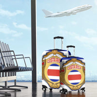 Costa Rica Flag Map Luggage Cover Red White Blue with National Colors and Gold Crest Design - Wonder Print Shop