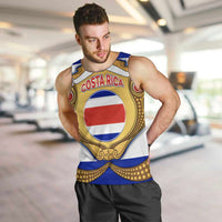 Costa Rica Flag Map Men Tank Top Red White Blue with National Colors and Gold Crest Design - Wonder Print Shop