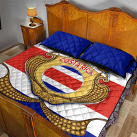 Costa Rica Flag Map Quilt Bed Set Red White Blue with National Colors and Gold Crest Design - Wonder Print Shop