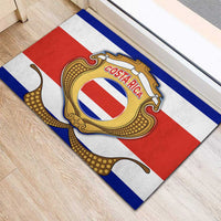 Costa Rica Flag Map Rubber Doormat Red White Blue with National Colors and Gold Crest Design - Wonder Print Shop