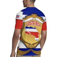 Costa Rica Flag Map Rugby Jersey Red White Blue with National Colors and Gold Crest Design - Wonder Print Shop