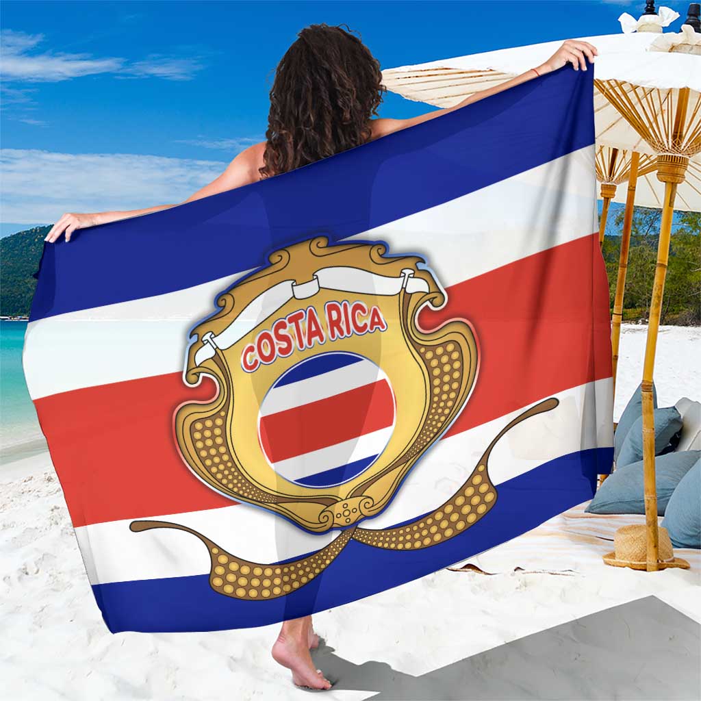Costa Rica Flag Map Sarong Red White Blue with National Colors and Gold Crest Design - Wonder Print Shop