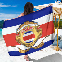 Costa Rica Flag Map Sarong Red White Blue with National Colors and Gold Crest Design - Wonder Print Shop