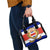 Costa Rica Flag Map Shoulder Handbag Red White Blue with National Colors and Gold Crest Design - Wonder Print Shop