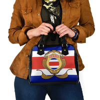 Costa Rica Flag Map Shoulder Handbag Red White Blue with National Colors and Gold Crest Design - Wonder Print Shop
