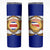 Costa Rica Flag Map Skinny Tumbler Red White Blue with National Colors and Gold Crest Design - Wonder Print Shop