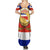 Costa Rica Flag Map Summer Maxi Dress Red White Blue with National Colors and Gold Crest Design - Wonder Print Shop
