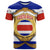 Costa Rica Flag Map T Shirt Red White Blue with National Colors and Gold Crest Design - Wonder Print Shop