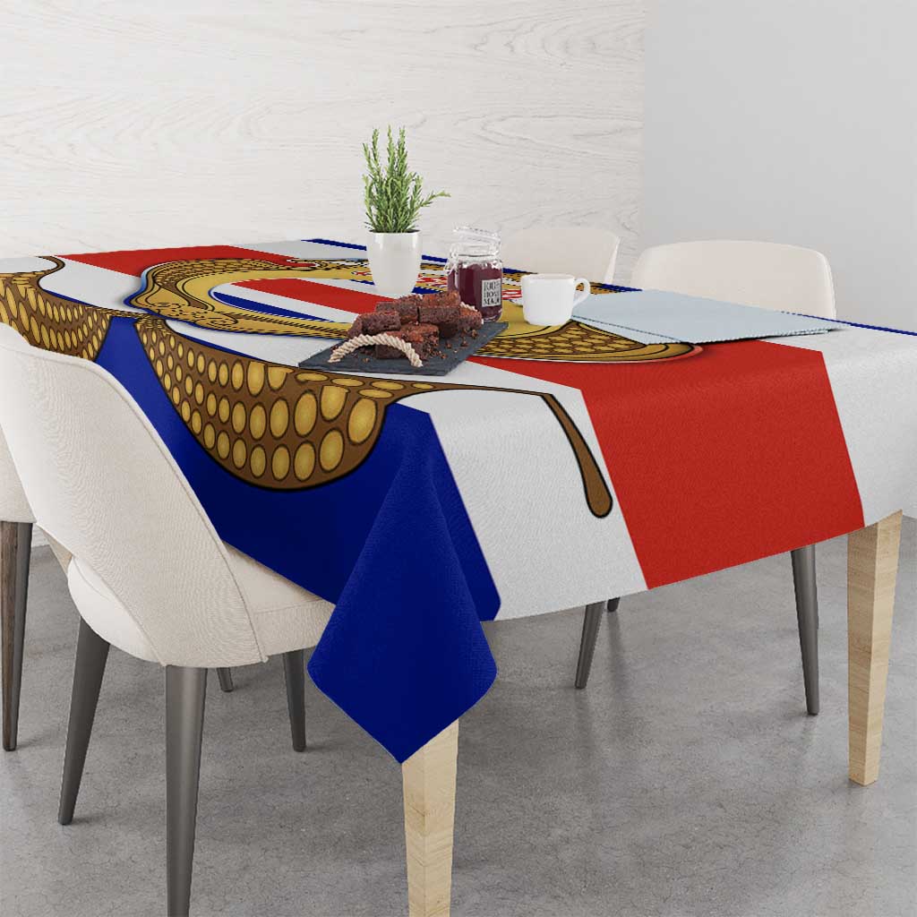 Costa Rica Flag Map Tablecloth Red White Blue with National Colors and Gold Crest Design - Wonder Print Shop