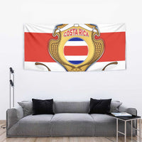 Costa Rica Flag Map Tapestry Red White Blue with National Colors and Gold Crest Design - Wonder Print Shop