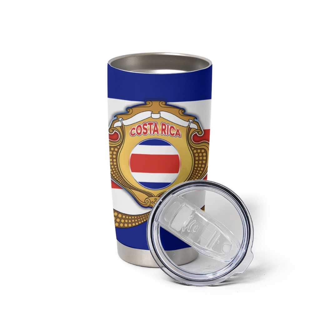 Costa Rica Flag Map Tumbler Cup Red White Blue with National Colors and Gold Crest Design - Wonder Print Shop